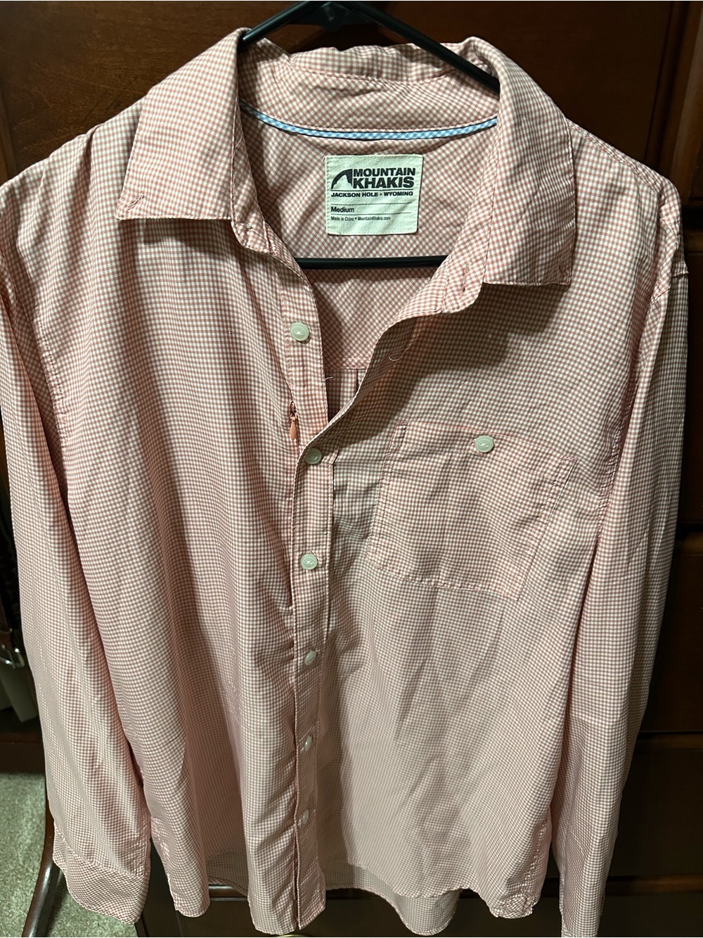Mountain Khakis Men’s Light Pink Micro-Check Button-Down Shirt